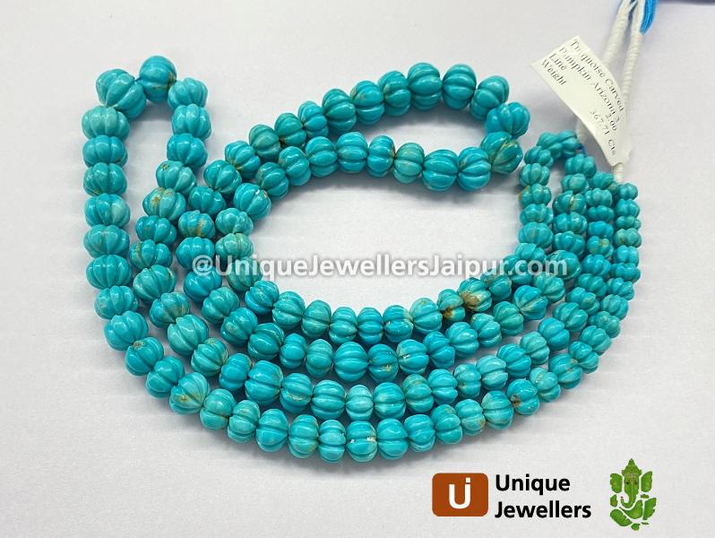 Turquoise Carved Pumpkin Beads